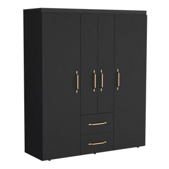 Closet Eco Golden, Wengue y Dorado, Variedad de Entrepaños y Seis Puertas Abatibles - VIRTUAL MUEBLES