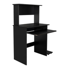 Escritorio Melvac, Wengue, con porta teclado y rieles metálicos