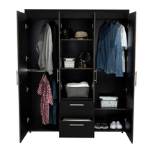 Closet Bariloche Bombay Eco, Wengue, con Variedad de Entrepaños y Cuatro Puertas Abatibles.