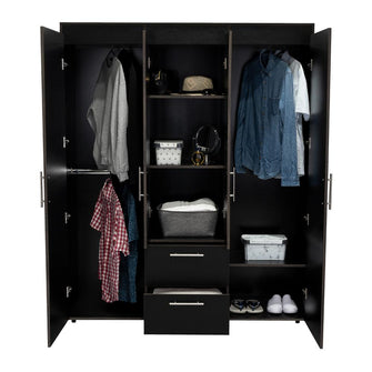 Closet Bariloche Bombay Eco, Wengue, con Variedad de Entrepaños y Cuatro Puertas Abatibles.