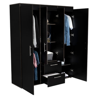 Closet Bariloche Bombay Eco, Wengue, con Variedad de Entrepaños y Cuatro Puertas Abatibles.