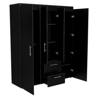 Closet Bariloche Bombay Eco, Wengue, con Variedad de Entrepaños y Cuatro Puertas Abatibles.