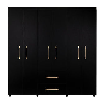 Closet Golden, Wengue y Dorado, Variedad de Entrepaños y Seis Puertas Abatibles