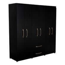 Closet Golden, Wengue y Dorado, Variedad de Entrepaños y Seis Puertas Abatibles