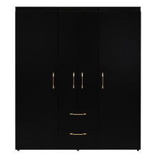 Closet Eco Golden, Wengue y Dorado, Variedad de Entrepaños y Cuatro Puertas Abatibles