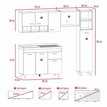 Cocina Integral Osmel, Humo y Blanco, Incluye Mesón Izquierdo En Acero Inoxidable
