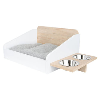 Cama para Mascotas + Comedero Sammy, Beige y Blanco