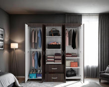 Closet Bariloche Bombay, Milan y Blanco, Variedad de Entrepaños y Seis Puertas Abatibles