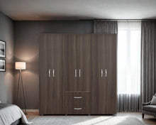 Closet Bariloche Bombay, Milan y Blanco, Variedad de Entrepaños y Seis Puertas Abatibles