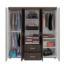 Closet Bariloche Bombay, Milan y Blanco, Variedad de Entrepaños y Seis Puertas Abatibles