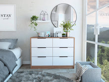 Organizador Wesley, Miel y Blanco, con 4 Cajones y 2 puertas