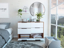 Organizador Wesley, Miel y Blanco, con 4 Cajones y 2 puertas