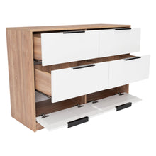 Organizador Wesley, Miel y Blanco, con 4 Cajones y 2 puertas