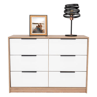 Organizador Wesley, Miel y Blanco, con 4 Cajones y 2 puertas
