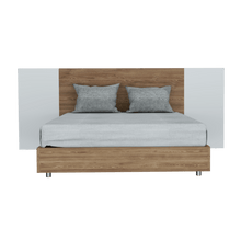 Cama Doble Nebrask, Miel y Blanco, Incluye Cabecera