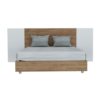 Cama Doble Nebrask, Miel y Blanco, Incluye Cabecera