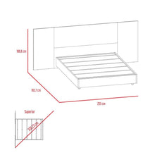 Cama Doble Nebrask, Miel y Blanco, Incluye Cabecera