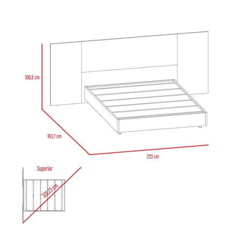 Combo Para Habitación Ecomas, Incluye Cama - Colchón - dos Mesas de Noche - Organizador y Repisa