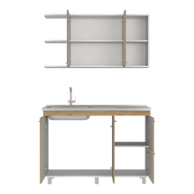 Cocina Integral Giotto, Macadamia y Blanco, Incluye Mesón Izquierdo Liso Hc