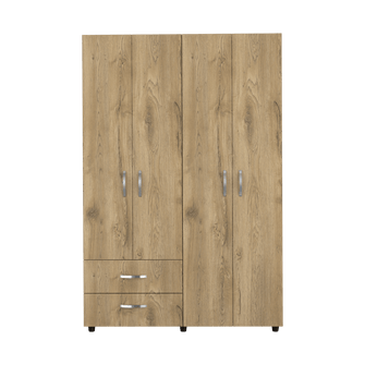 Closet Arkola, Macadamia y Blanco, con Dos Cajones Organizadores y Cuatro Puertas Abatibles