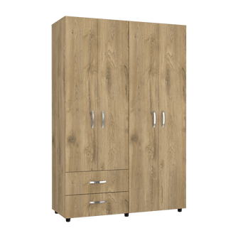 Closet Arkola, Macadamia y Blanco, con Dos Cajones Organizadores y Cuatro Puertas Abatibles