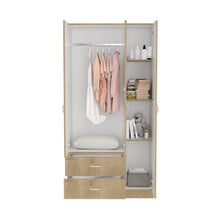 Closet América, Macadamia y Blanco, con Dos Cajones y Variedad de Entrepaños ZF