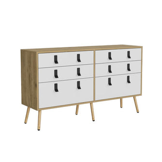 Organizador Huna, Macadamia y Blanco, con seis cajones diseño moderno X2