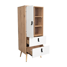 Organizador Huna, Blanco y Macadamia, con dos cajones diseño moderno