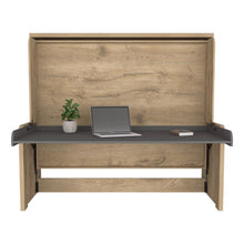 Cama Escritorio Multifuncional Kent, Macadamia y Plata Oscuro, diseñado para ahorrar espacio