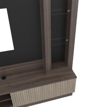 Centro de Entretenimiento Yakarta, Milan y Roble Natural, con Espacio Para Televisor para Hasta 65 Pulgadas y Varios Entrepaños