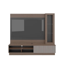 Centro de Entretenimiento Yakarta, Avellana y Roble Natural, con Espacio Para Televisor para Hasta 65 Pulgadas y Varios Entrepaños