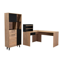 Combo Para Oficina Sandoval, Miel y Wengue, Incluye Escritorio y Biblioteca