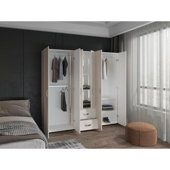 Closet Barin, Nevado y Blanco, con cuatro puertas abatibles