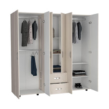 Closet Barin, Nevado y Blanco, con cuatro puertas abatibles