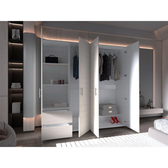 Closet Light 200, Nevado y Blanco, con amplios espacios de almacenamiento