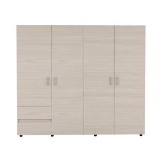 Closet Light 230, Niebla y Blanco Duqueza, con dos cajones y cuatro puertas