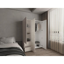 Closet Light 140, Nevado y Blanco, con tres puertas abatibles