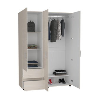 Closet Light 140, Nevado y Blanco, con tres puertas abatibles