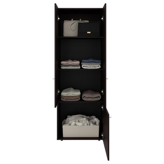 Closet Beico II, Nogal y Negro, con tres Puertas Abatibles y cuatro entrepaños ZF