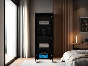 Closet Beico, Nogal y Negro, con dos Puertas Abatibles y cuatro entrepaños ZF