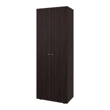 Closet Beico, Nogal y Negro, con dos Puertas Abatibles y un Tubo cromado ZF