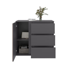 Organizador Bowie, Plomo y Ocaso, Con tres cajones y 1 puerta, con amplios espacios
