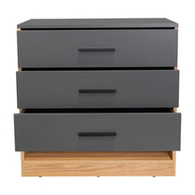 Organizador Giroa, Plata Oscuro y Fresno Europeo, con tres cajones para guardar ropa