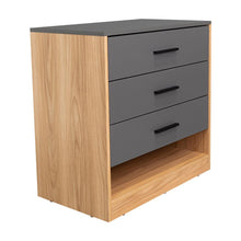 Organizador Giroa, Plata Oscuro y Fresno Europeo, con tres cajones para guardar ropa