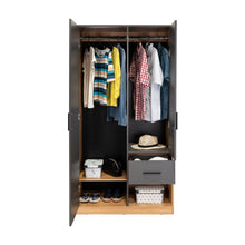 Closet Giroa, Plata Oscuro y Fresno Europeo, con dos puertas abatibles
