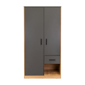 Closet Giroa, Plata Oscuro y Fresno Europeo, con dos puertas abatibles