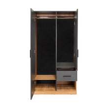 Closet Giroa, Plata Oscuro y Fresno Europeo, con dos puertas abatibles