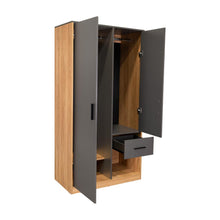 Closet Giroa, Plata Oscuro y Fresno Europeo, con dos puertas abatibles