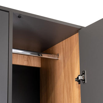 Closet Giroa, Plata Oscuro y Fresno Europeo, con dos puertas abatibles