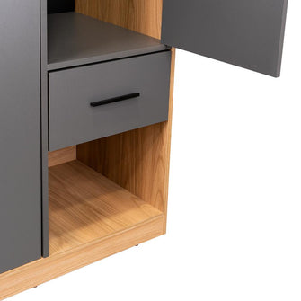 Closet Giroa, Plata Oscuro y Fresno Europeo, con dos puertas abatibles